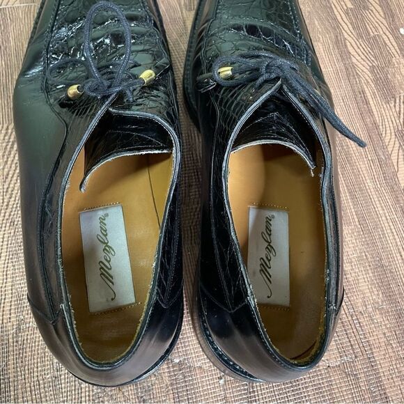 Mezlan Genuine Black‎ Crocodile Oxfords Men’s Size 10.5M - Picture 6 of 11